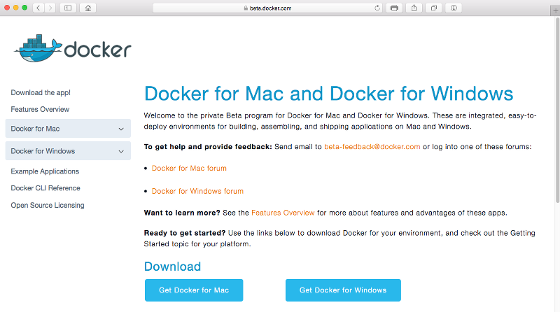 Download Docker for Mac Beta